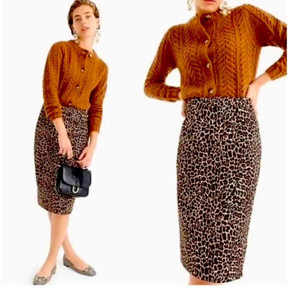 J. Crew Leopard Print No. 2 Pencil Skirt size 0